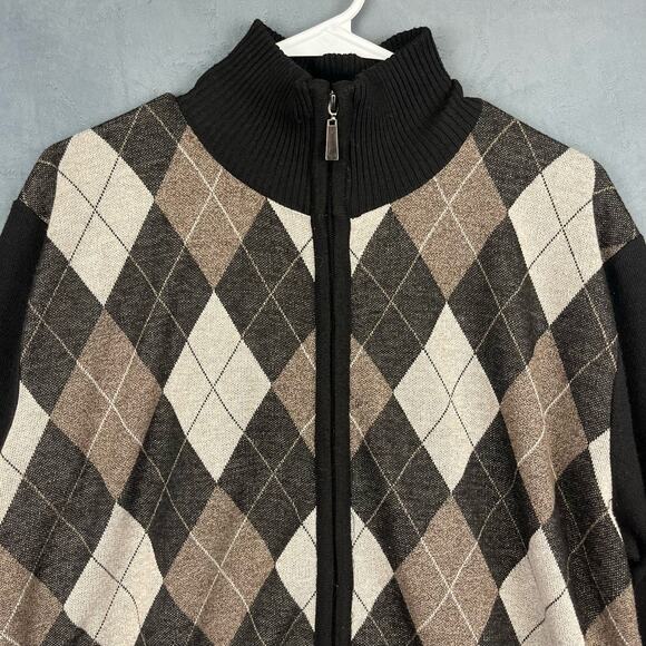 Grandpa Sweater Argyle Diamond Pattern Full Zip The North Pole Sweater XL BB-09 - Picture 3 of 9